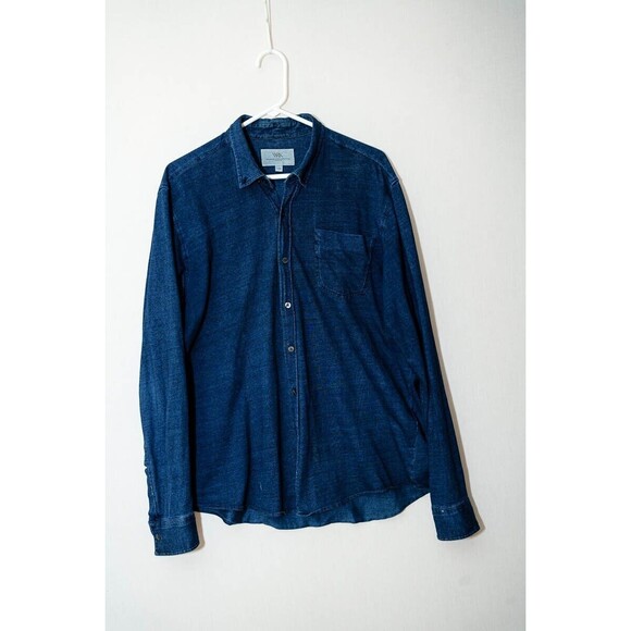 Work Rest Karma WRK Matteo Gottardi L blue cotton button down mens shirt - Picture 1 of 5